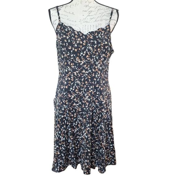 41 Hawthorn Women's Size Large Black Brown White Beatriz Scallop Detail Dress - Picture 1 of 6